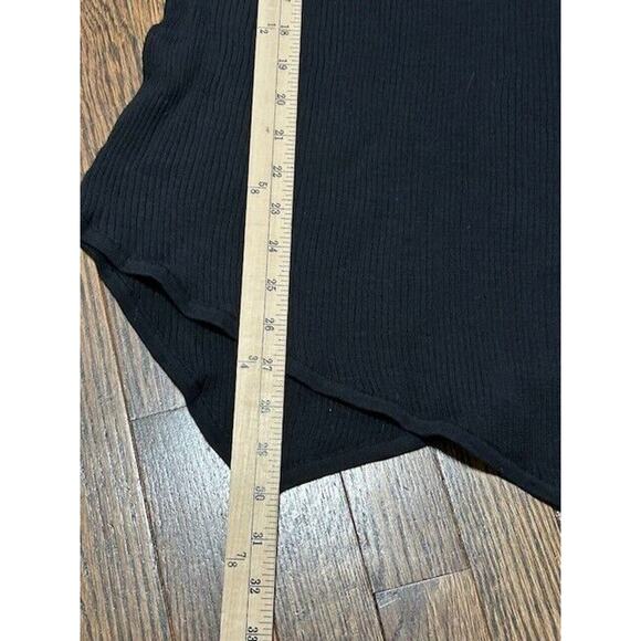Seed Heritage Sweater Ribbed Knit Merino Wool Asymmetric Tunic Black Medium NEW - Picture 2 of 8